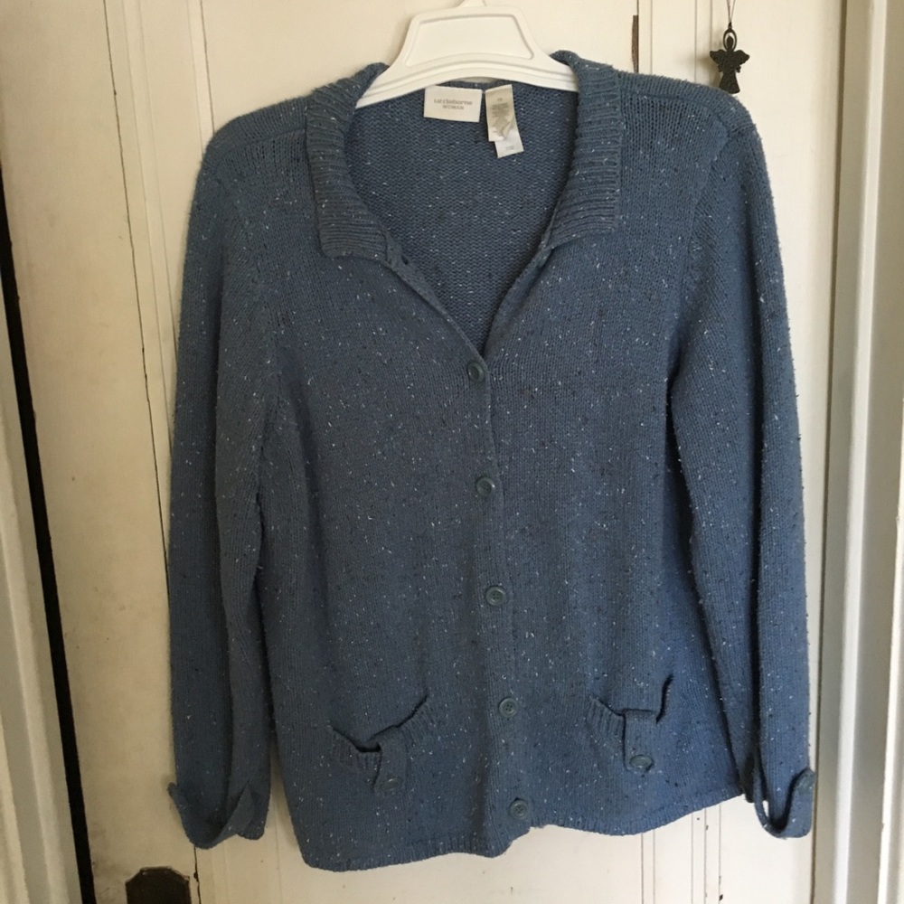 Blue speckled button up cardigan sz 1X Claiborne